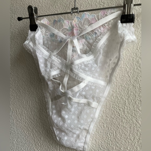 For Love and Lemons Outline Rainbow Floral Embroidered Lace Panty - Picture 10 of 11